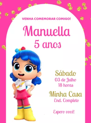 Convite Aniversário Vera e o Reino do Arco-Íris para Editar