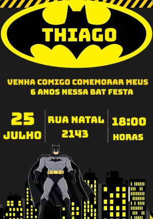 Convite de Aniversário Batman para Editar Online