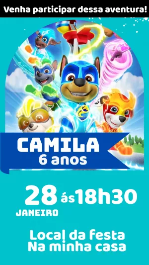 Invito di compleanno Paw Patrol – Statico – Waguinho