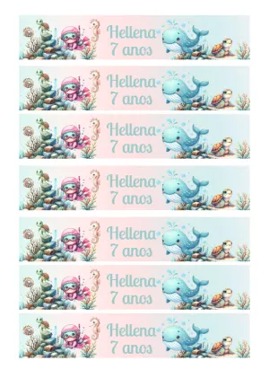 Rótulo Fundo do Mar com Animais Marinhos para Editar