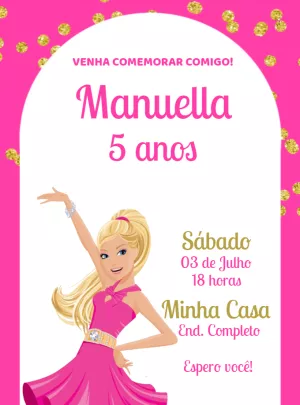 Invitación de cumpleaños Barbie – Estático – Jonathan Fiuza