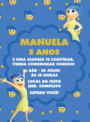 Convite Aniversário Divertidamente Alegria para Editar Online