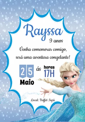 Convite de Aniversário Frozen com a Elsa para Editar Online
