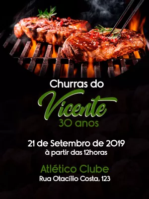 Convite de Aniversário Churrasco com Foto para Editar Online