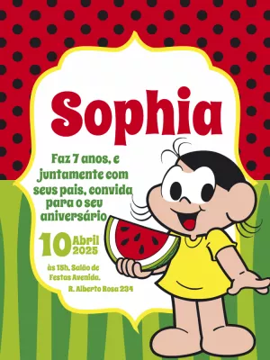 Invitation d'anniversaire Turma da Mônica – Statique – Querido Convite