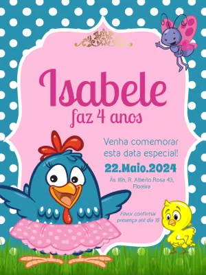 Galinha Pintadinha生日邀请函 – 静态 – Querido Convite