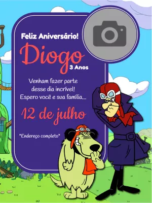 Convite Aniversário Corrida Maluca com Foto para Editar Online