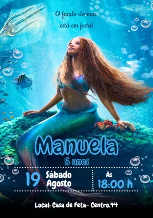 Invitación de cumpleaños La Sirenita – Estático – Convites Personalizados