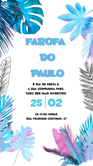 Convite de Aniversário Tropical Moderno Editável Online