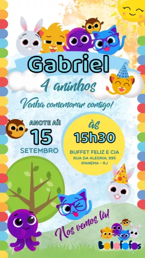 Convite de Aniversário Bolofofos para Editar Online