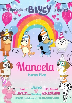 Bluey & Bingo Birthday Invitation to Edit Online