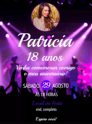 Convite de Aniversário Balada com Foto para Editar Online