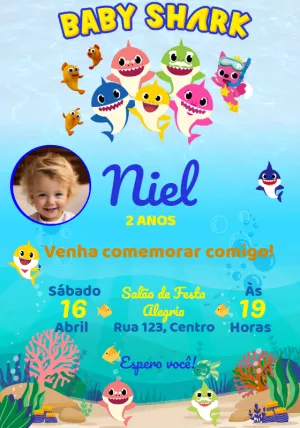 Invito di compleanno Baby Shark – Statico – Convites e Artes Digitais