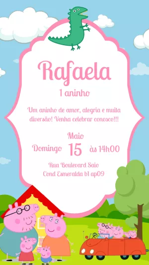 Convite de Aniversário Peppa Pig para Editar Online