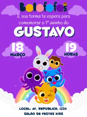 Invitación de cumpleaños Bolofofos – Estático – C&B artes