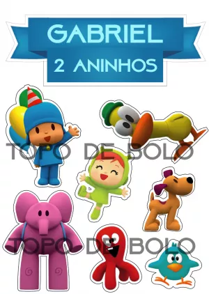 Topo de Bolo Pocoyo para Aniversário Infantil Editável Online