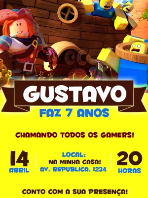 Invito di compleanno Roblox – Statico – C&B artes