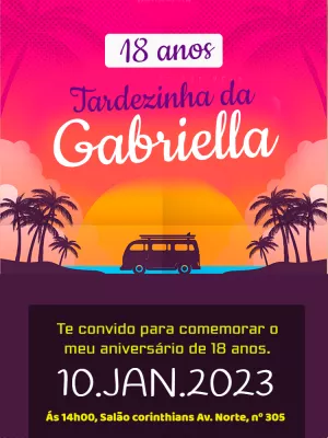 Convite Aniversário Tardezinha com Pôr do Sol para Editar Online