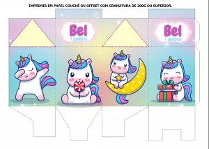 Caixa Milk Unicórnio Editável Online para Aniversário