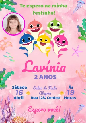 鲨鱼宝宝生日邀请函 – 静态 – Convites e Artes Digitais