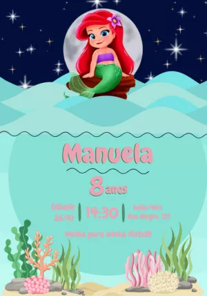 Invitación de cumpleaños La Sirenita – Estático – Alice Capistrano Roussenq