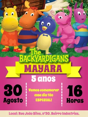 Convite Aniversário Backyardigans com Personagens para Editar
