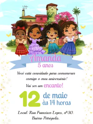 Convite de Aniversário Encanto Cute para Editar Online