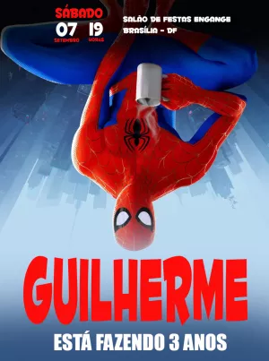 Convite Aniversário Homem Aranha Aranhaverso para Editar Online