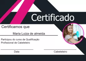 Certificado de Cabeleireiro Profissional para Editar Online
