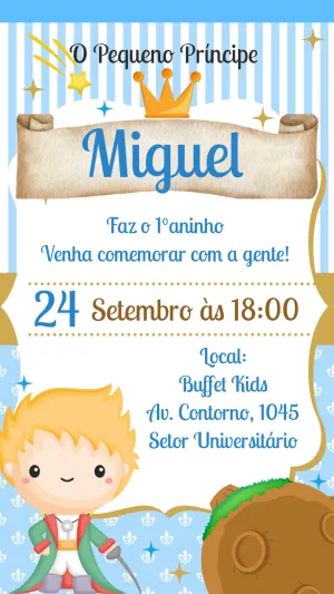 Convite Aniversário Pequeno Príncipe para Editar Online