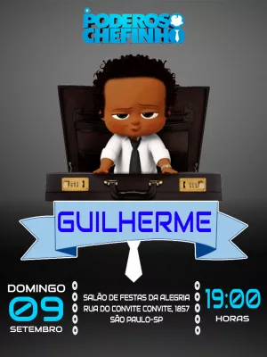 Convite Aniversário Poderoso Chefinho Negro para Editar Online