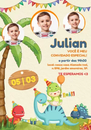 Invitación de cumpleaños Dinosaurio – Estático – Adriana Silvia