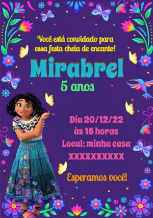 Convite de Aniversário Encanto com Mirabel para Editar Online