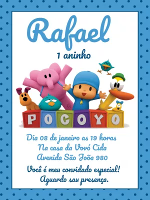 Convite de Aniversário Pocoyo para Editar Online
