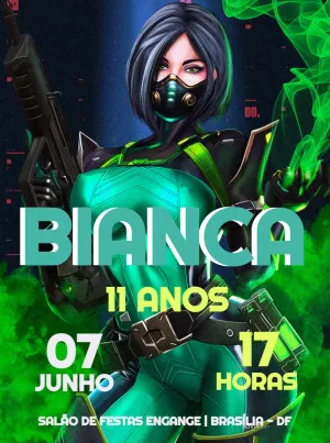 Convite de Aniversário Valorant Viper para Editar Online
