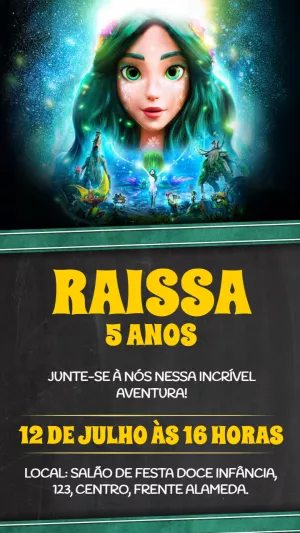 Convite Aniversário Mavka Aventura na Floresta para Editar