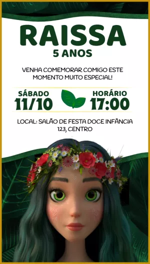 Convite Aniversário Mavka Aventura na Floresta para Editar
