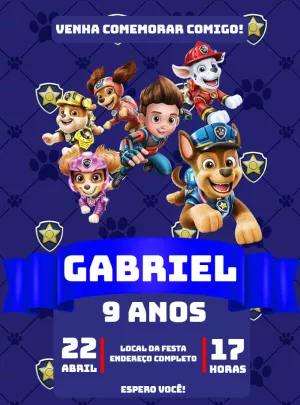 Invito di compleanno Paw Patrol – Statico – Decore Arte