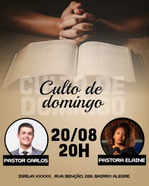 Arte para Culto de Domingo com Foto Editável Online