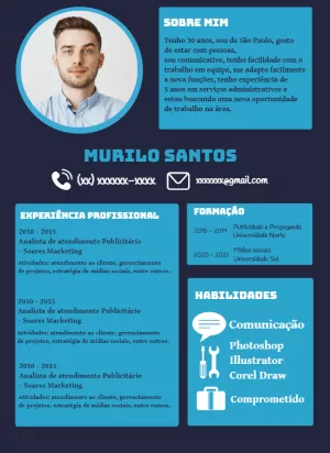 Modelo de Currículo Profissional com Foto para Editar Online