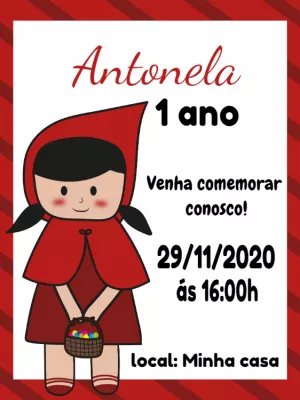 Convite de Aniversário Chapeuzinho Vermelho para Editar Online