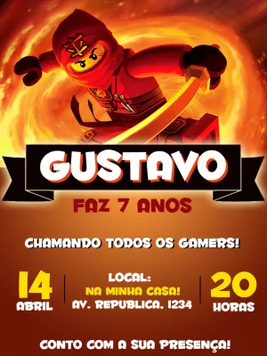 Convite de Aniversário Ninjago para Editar Online