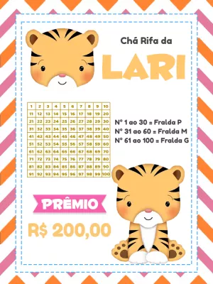 Chá Rifa Safari Tigrinho: Edite Online e Imprima