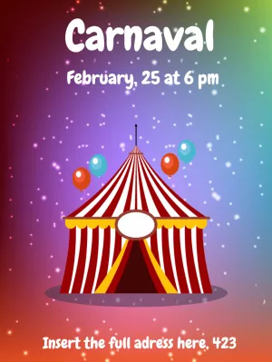 Carnival Party Invitation with Circus Tent to Edit Online