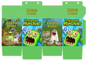 Caixa Milk My Singing Monsters Editável para Festa de Aniversário