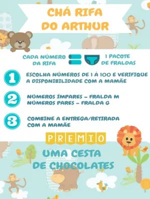 Chá Rifa Safari com Animais Fofos para Editar Online