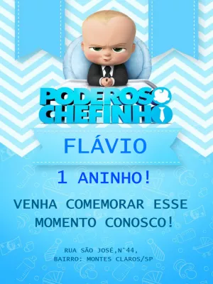 Convite Aniversário Poderoso Chefinho para Editar Online