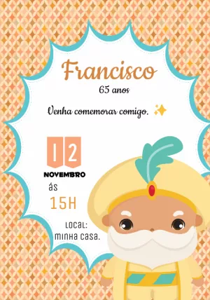 Convite Aniversário Sultão Aladdin para Editar Online