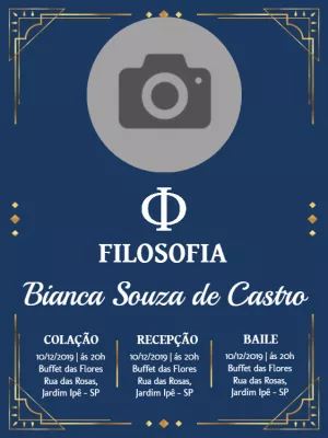 Convite de Formatura Filosofia com Foto para Editar Online