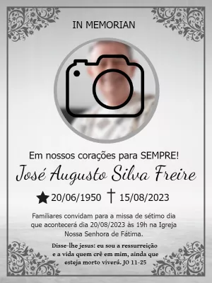 Convite Missa de Sétimo Dia com Foto para Editar Online